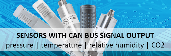 Sensors with CAN Bus Signal Output for pressure, temperature, relative humidity and CO2 measurement