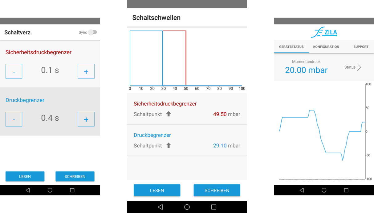 Differenzdruckbegrenzer App zur Einstellung der Schaltverzögerung