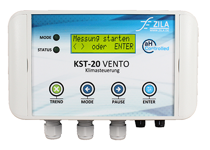 Gerät Klimasteuerung KST-20 Vento von vorn mit Display, Tasten und Anschlüssen