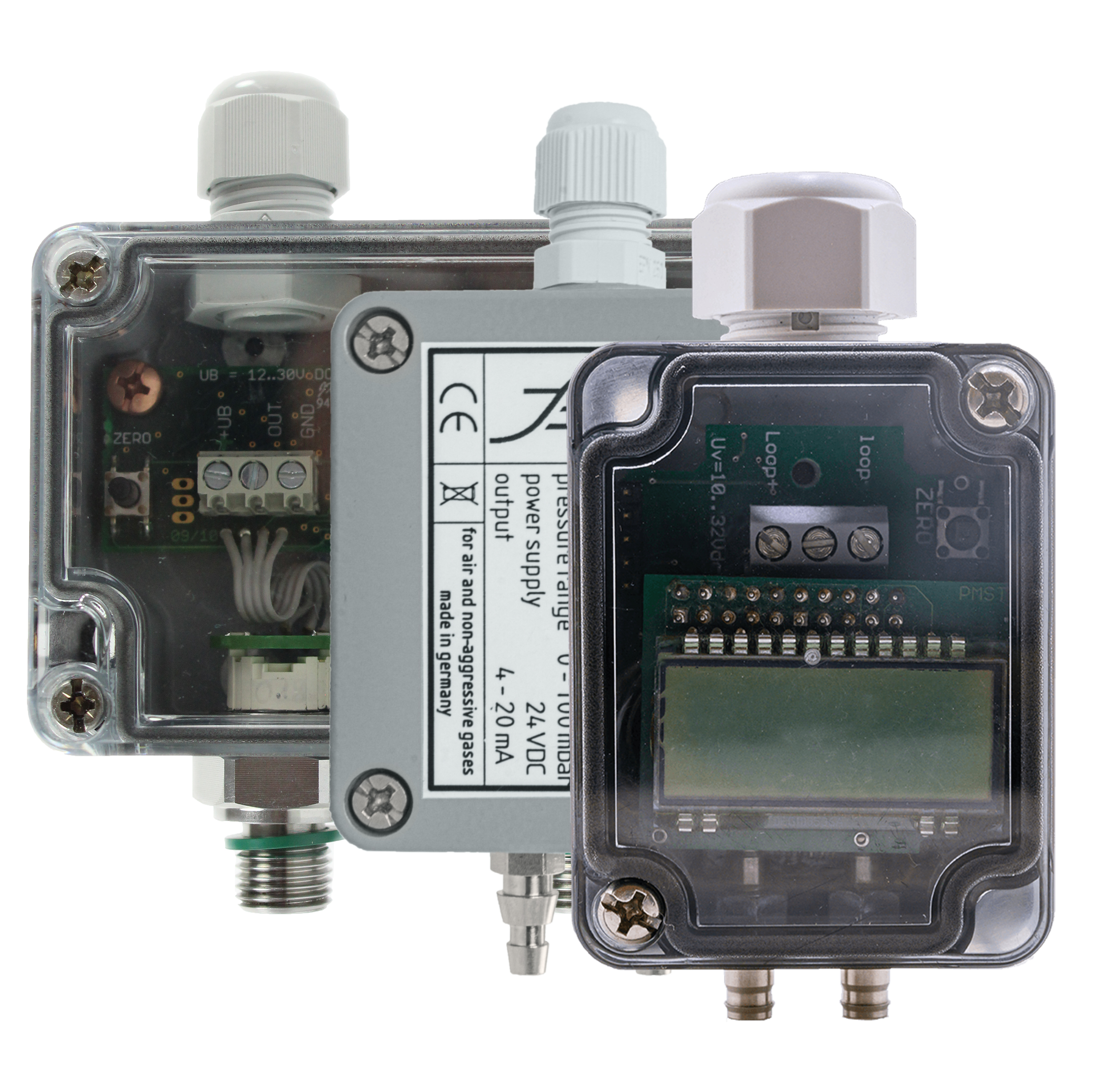 Differential pressure sensor in metal housing with connection